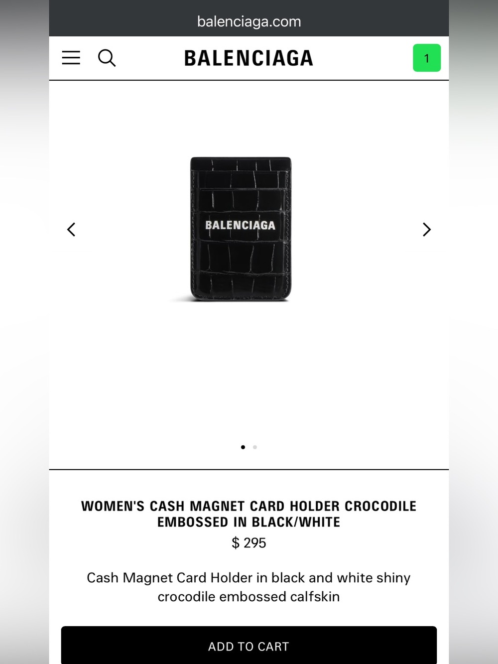 Balenciaga Black Crocodile-Embossed Card Holder with White Logo